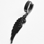 Серьга кольцо (1 шт.) "Крыло ворона" (32х11мм) для пирсинга уха. Медицинская сталь, титановое покрытие