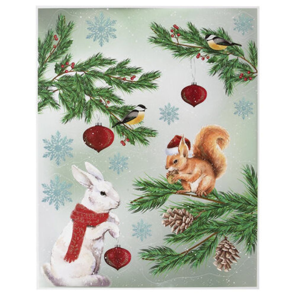 Наклейка для окон (1 штука) двусторонняя МНОГОРАЗОВАЯ 30х38 см, "Ассорти № 1", ЗОЛОТАЯ СКАЗКА, 591921