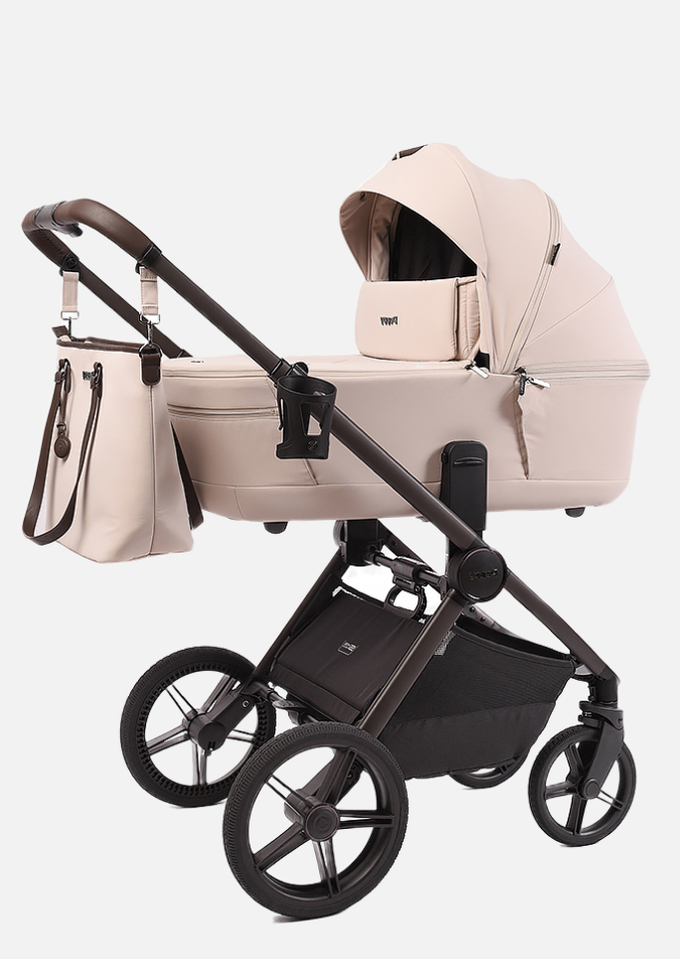 Peppy Коляска детская Monaco thermo 2 в 1 Beige (бежевый), рама серо-коричневая