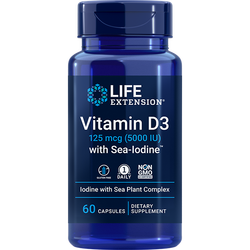 Vitamin D3 with Sea-Iodine 125 mcg (5000 IU) 60 капсул Life Extension