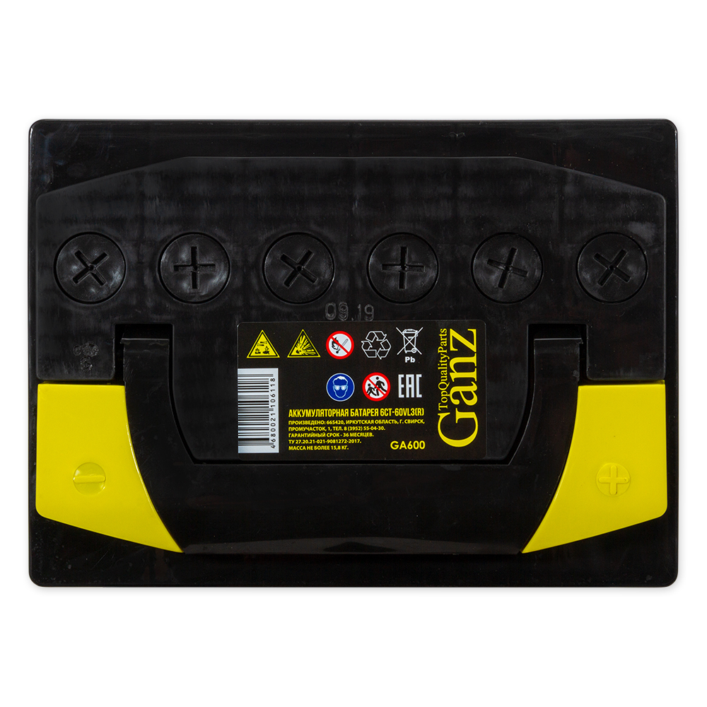 Аккумулятор GANZ Standart 60 А/ч обратный R+ 242x175x190 L2 EN 540 А