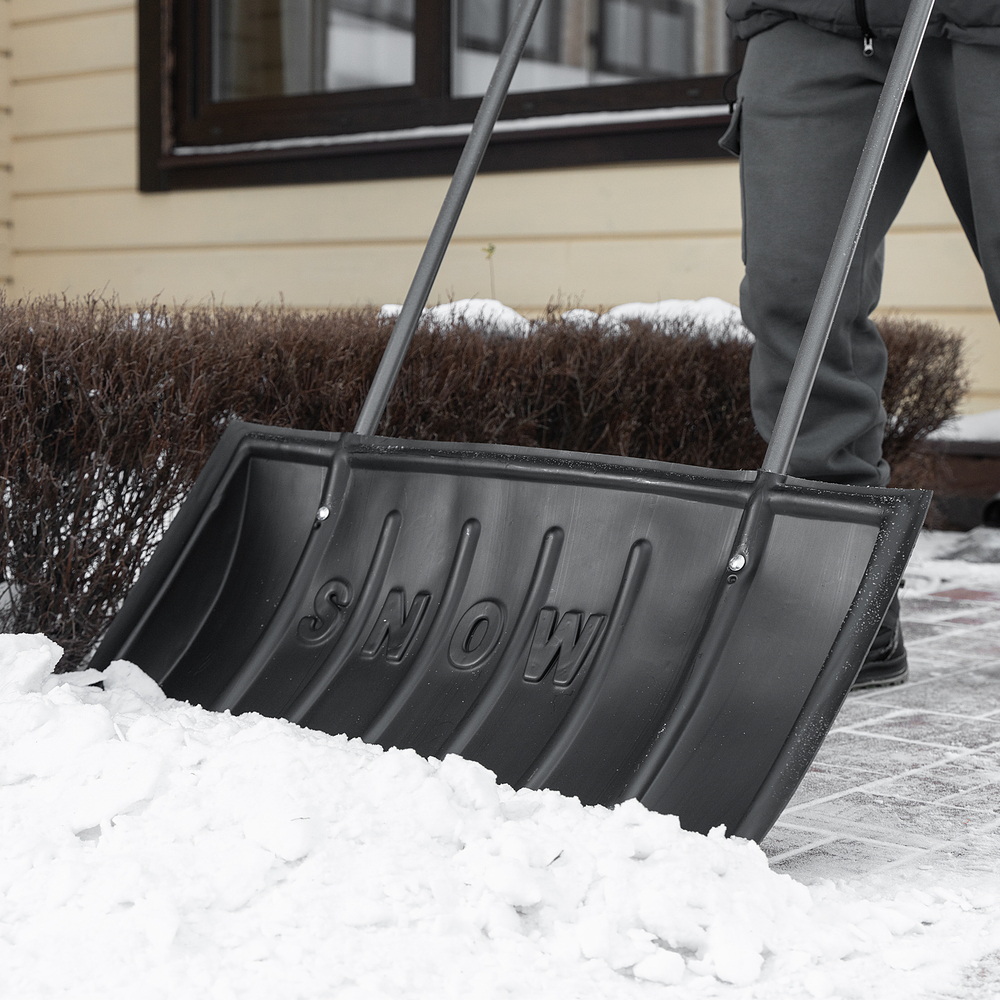 Движок для уборки снега пластиковый, 780 х 420 х 1140 мм, стальная рукоятка, Сибртех