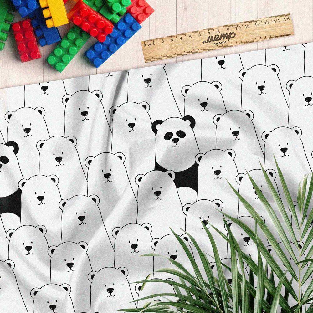 Ткань дюспо толпа белых мишек
