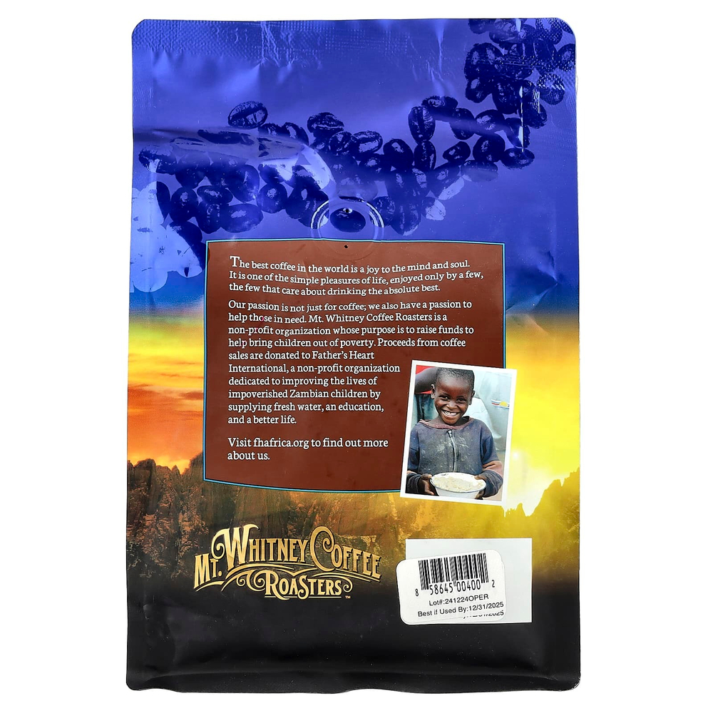 Mt. Whitney Coffee Roasters, органический кофе из Перу, зерновой, средней обжарки, 340 г (12 унций)