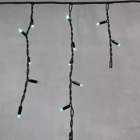 Светодиодная бахрома с колпачком 3,1*0,5 м., 120 холодных белых LED ламп, мерцание, каучуковый черный провод, LTC (LL120BLW-1-2W)