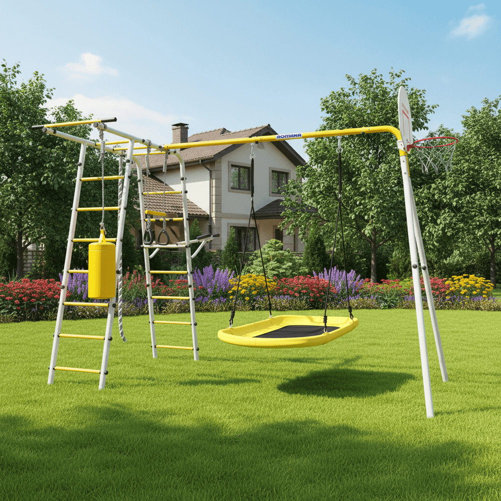 ROMANA Спорт Плюс 2 (желтый/серый) (с фанерными качелями)