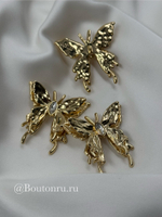 Пуговицы бабочки золотистые со стразами