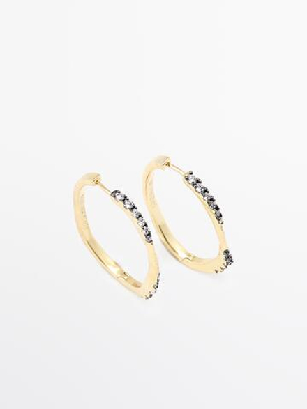 Massimo Dutti Серьги со стразами, золотистый