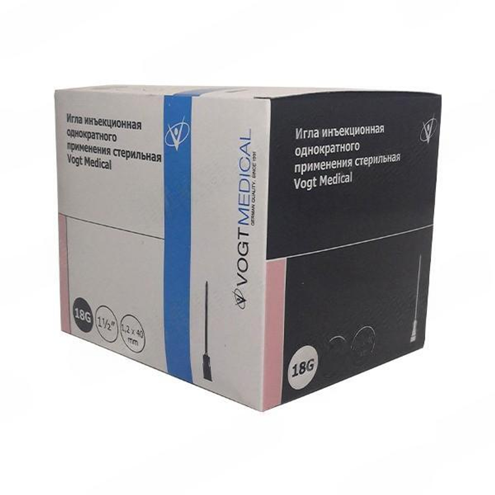 Игла инъекционная 18G (1,2*40мм) Vogt Medical , уп.100шт