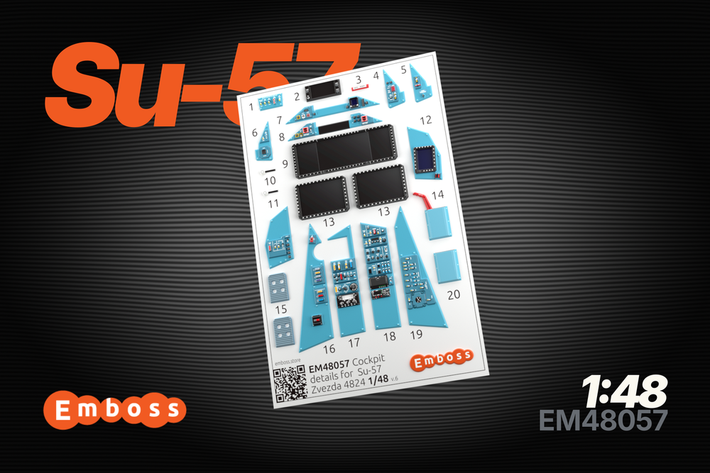 Su-57 Cockpit details for Zvezda 4824 1/48 (3D decal)