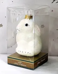 Елочное украшение Заяц лесной, белый, стекло, 9 см., 1 шт., Витус (А150-белый)