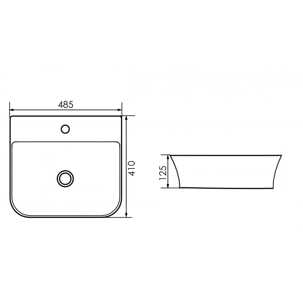 Раковина накладная Azario 485х410х125 прямоугольная, белый глянец (AZ-2258)  145286