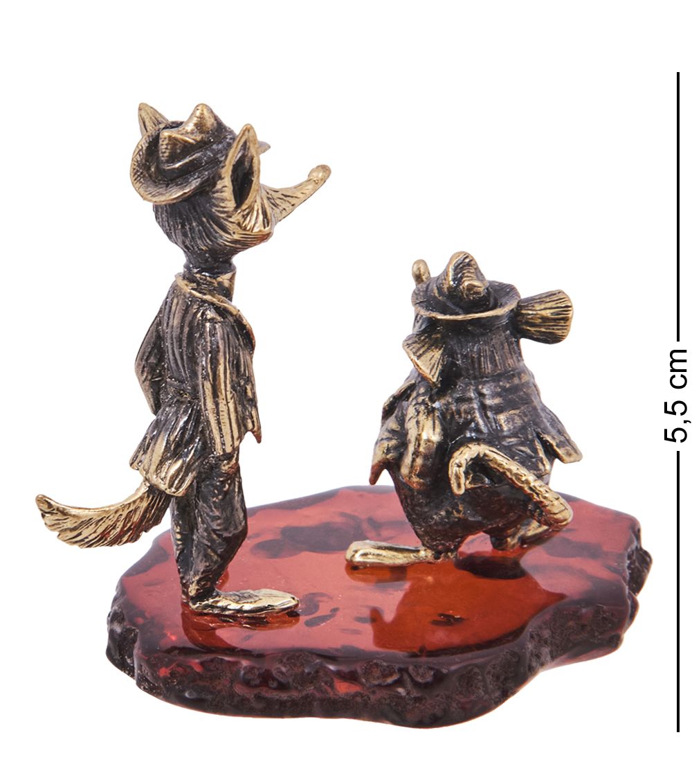 Народные промыслы AM-4184 Фигурка «Лис Ник и Мистер Биг» (латунь, янтарь)