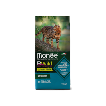 Сухой корм Monge Cat BWild GRAIN FREE для стерилизованных кошек, беззерновой, из тунца, 1,5 кг
