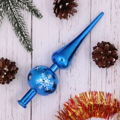 Верхушка на ёлку 23 см «Снежинка», Голубой/белый