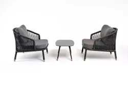 "Верона" лаунж-зона 5-местная плетеная из роупа (веревки), каркас алюминиевый темно-серый, роуп темно-серый