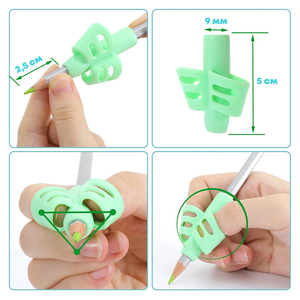 Силиконовый тренажер для постановки письма, 1 шт, насадка на ручку, фломастер или карандаш, NB-Nabil, Ручка самоучка для коррекции пальцев (обучающий держатель)
