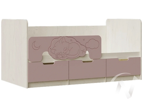 Кровать 1;6*0;8м Детская Юниор-4 (дуб крафт белый/шарли pink)