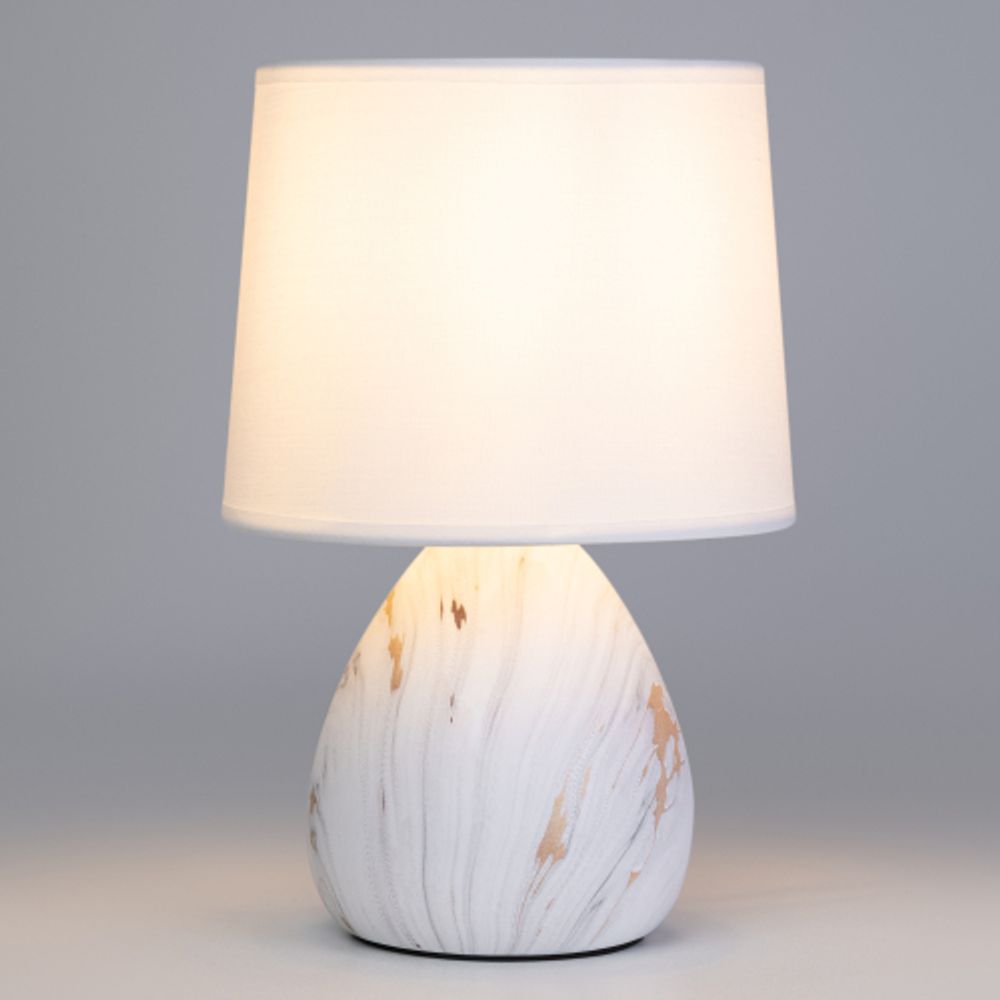 Настольная лампа Rivoli   D7037-501 1 * Е14 40 Вт керамика белая с золотом с абажуром