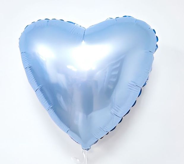 Ag Шар Сердце 19''/46 см, Нежно голубой (голубой светлый) (БГ-15)