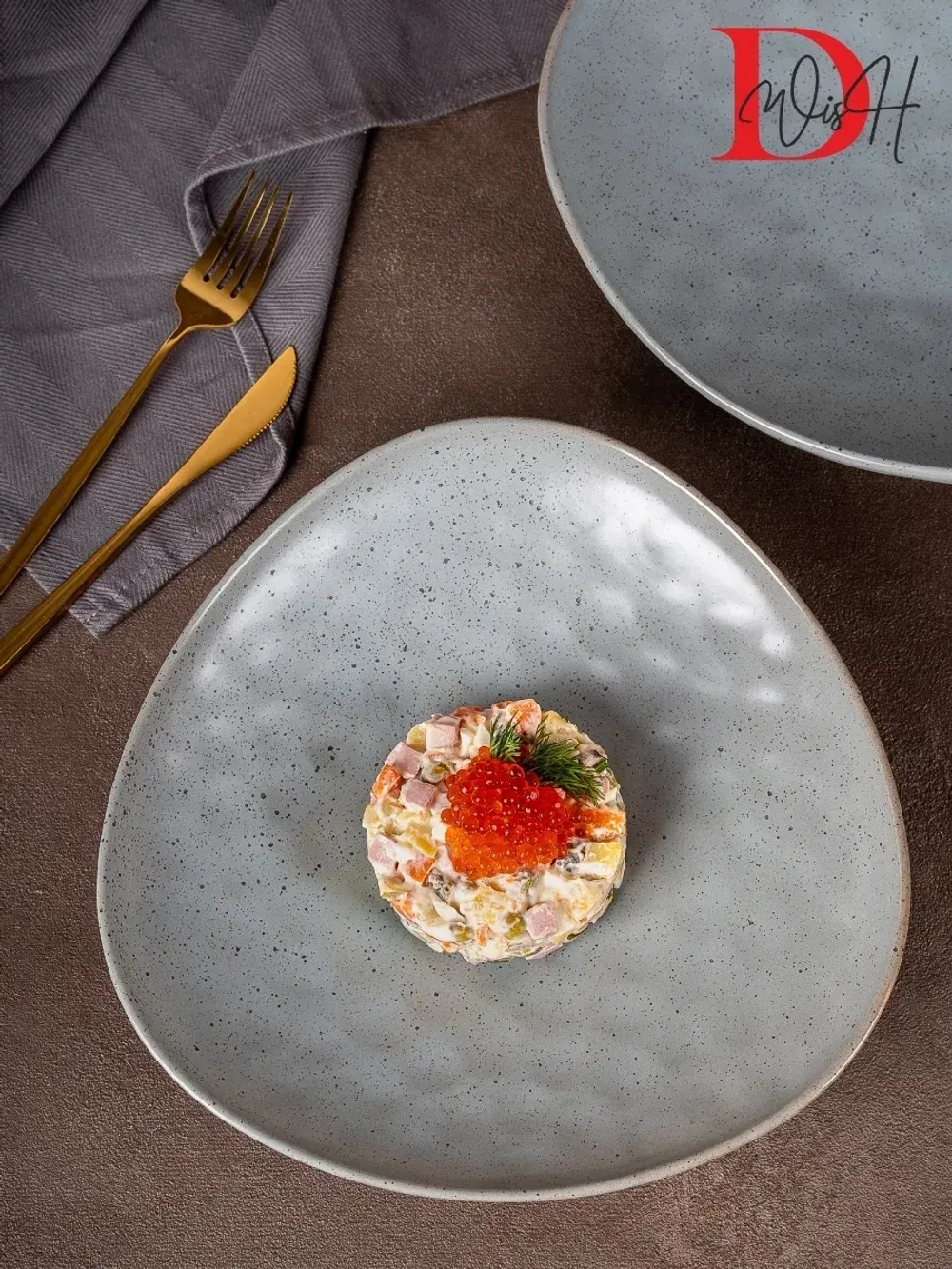 Набор посуды 2 тарелки мятый фарфор 25 см