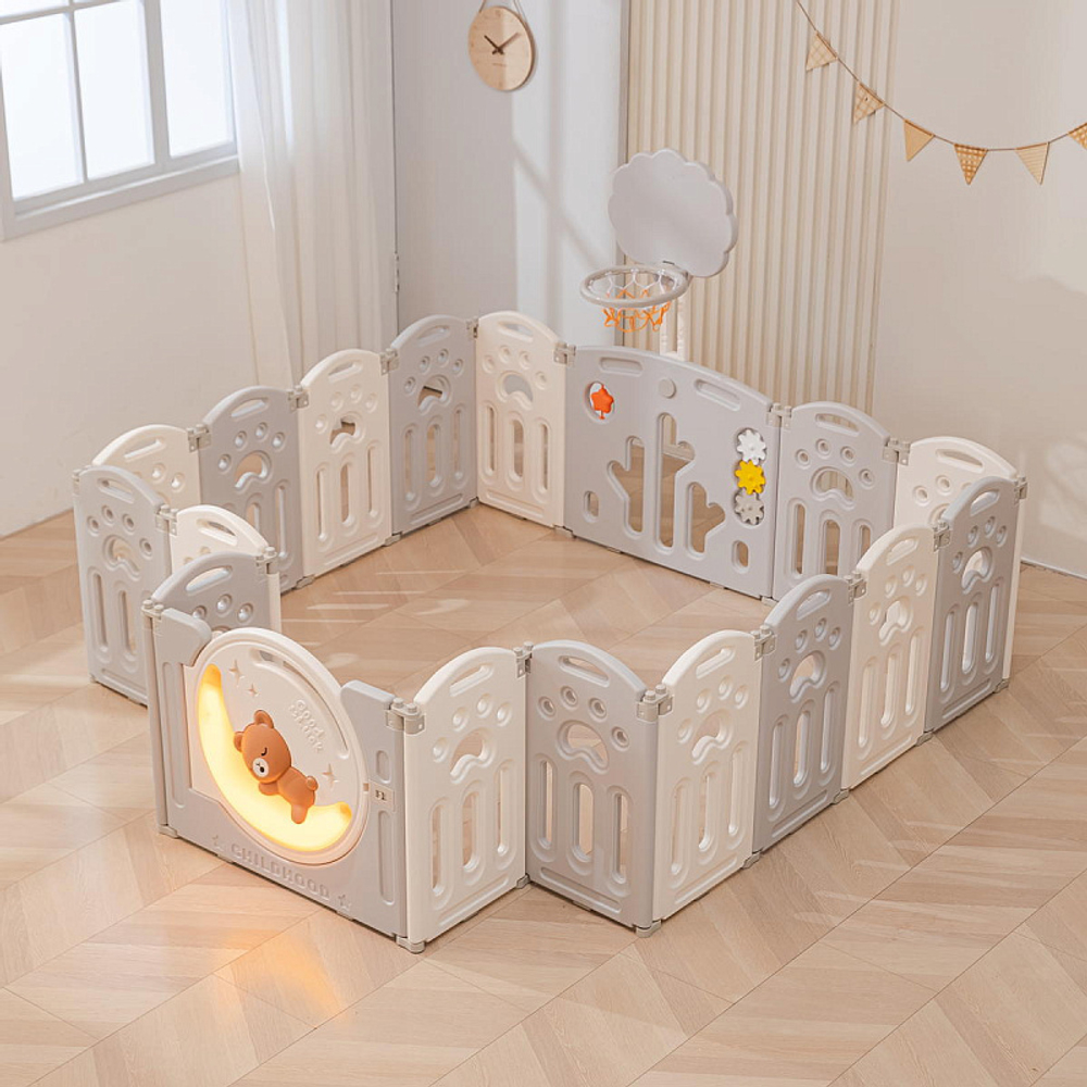 Манеж UNIX Kids DeLuxe Grey, 150x180 cм с игровыми аксессуарами