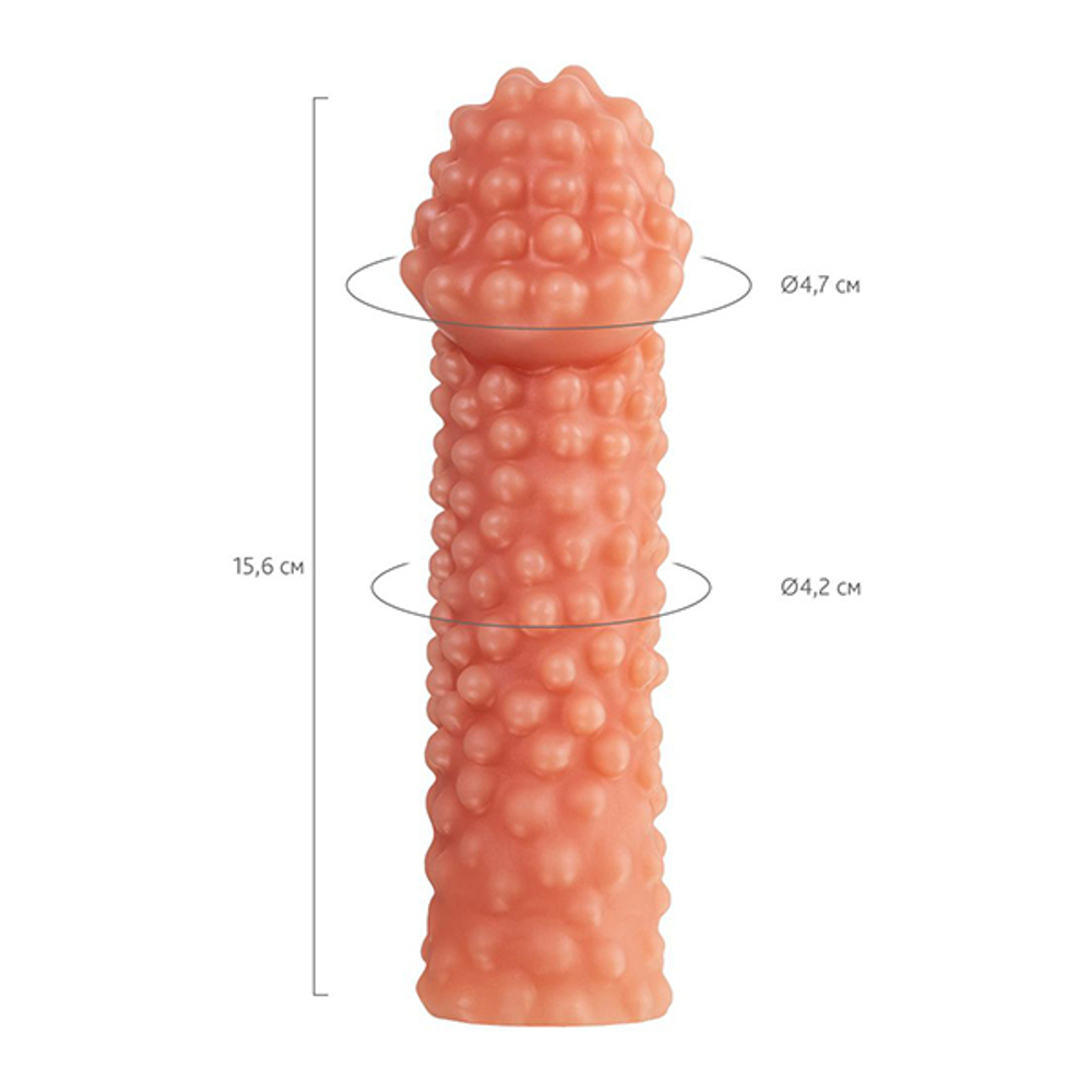 Насадка на фаллос 15,6см с бугорками Kokos Cock Sleeve 004 Size M