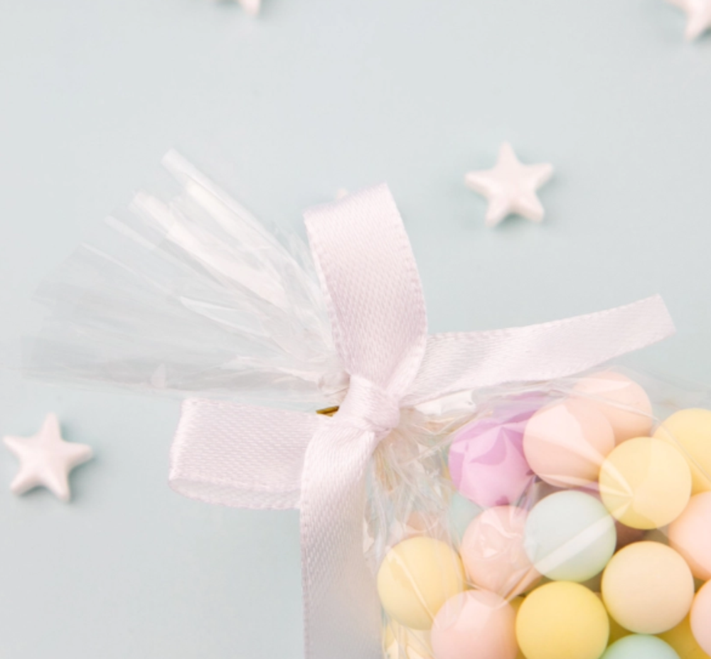 Твист лента с бантиком (белый, 8 см) 50 шт