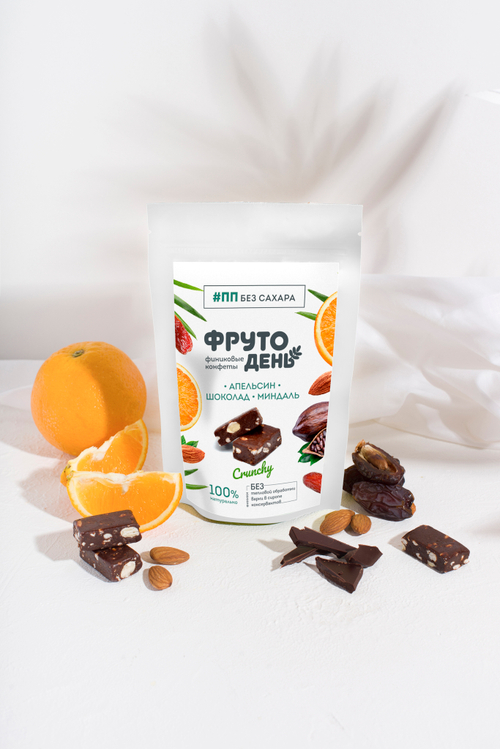 Финиковые конфеты без сахара / апельсин-шоколад-миндаль / 150 г / ТМ Фрутодень