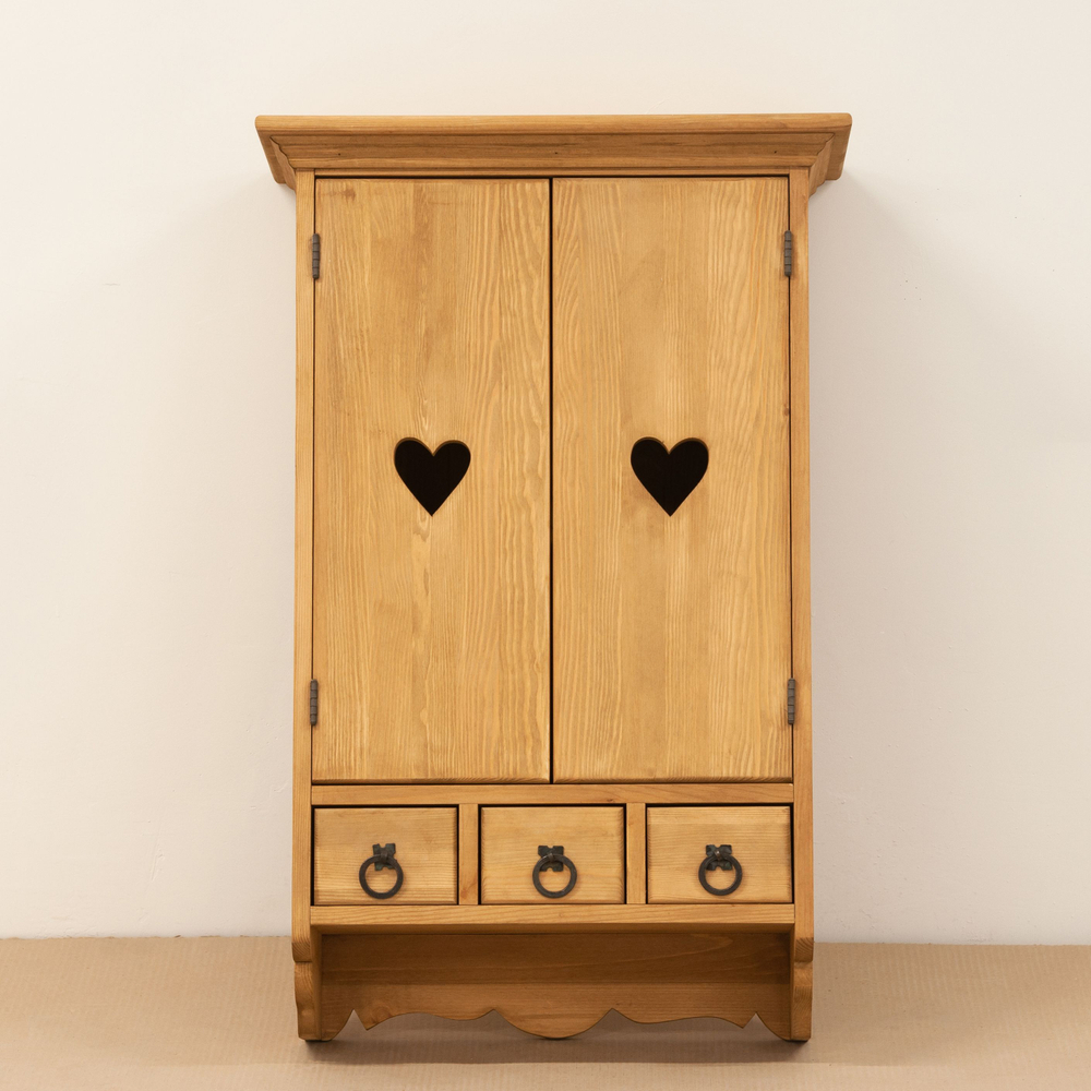 Шкаф навесной Прованс 2 двери 3 ящика для кухни и ванной из массива сосны, бежевый