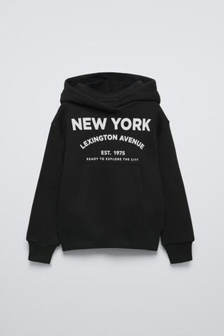 ZARA ХУДИ С НАДПИСЬЮ, ЧЕРНЫЙ