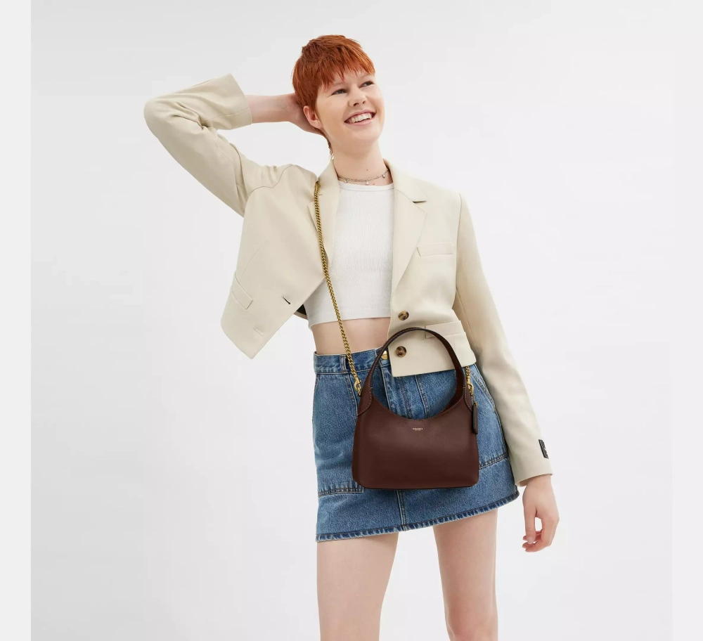 COACH СУМКА ЧЕРЕЗ ПЛЕЧО BROOKLYN 23, ТЕМНО-КОРИЧНЕВЫЙ