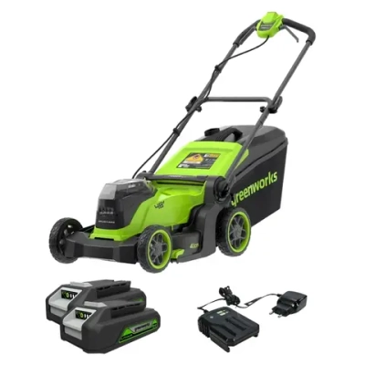 Аккумуляторная газонокосилка Greenworks GD24X2LM411K2 24В (2 x 2 Ач, ЗУ) нож 41 см, 2520907U2A