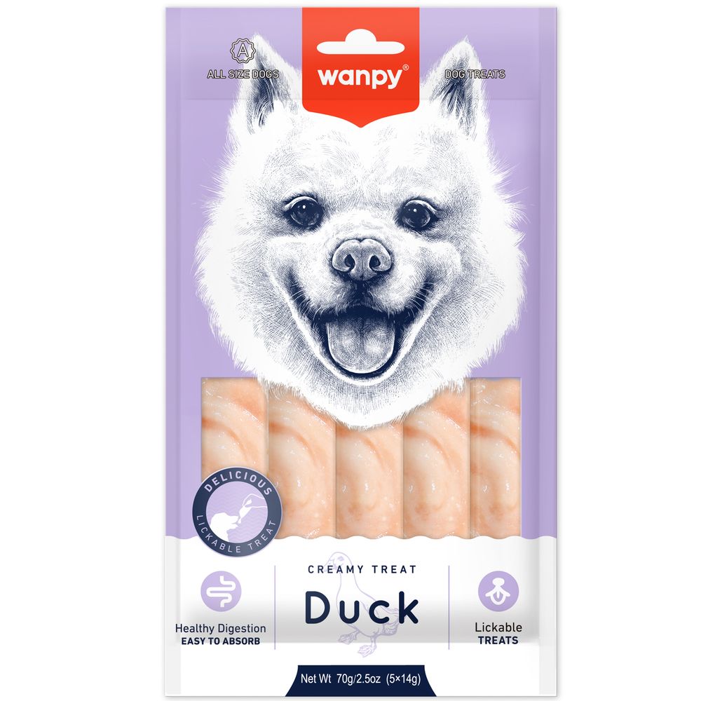 Wanpy Dog Крем лакомство для собак нежное пюре утка 70г