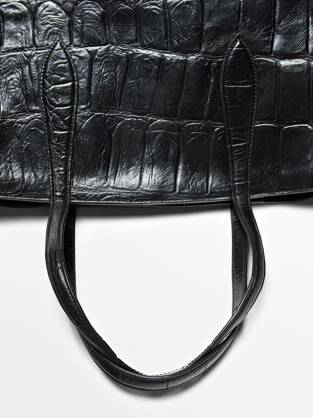 Massimo Dutti Большая сумка из кожи наппа, черный