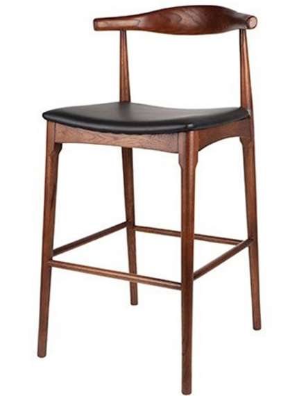 Барный стул Elbow, орех с черным сиденьем
