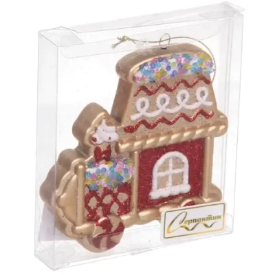 Ёлочная игрушка «Сказочный поезд» 9*1,5*10 см, красный