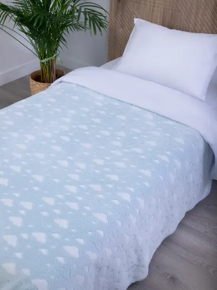 Плед Baby Nice MICRO FLANNEL Облака 1.5 сп голубой
