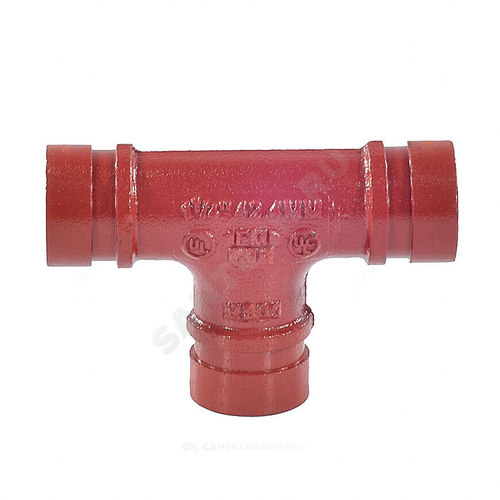 Тройник длинный под муфту грувлок XGQT03L Ду32 (Дн42) Ру20 LEDE