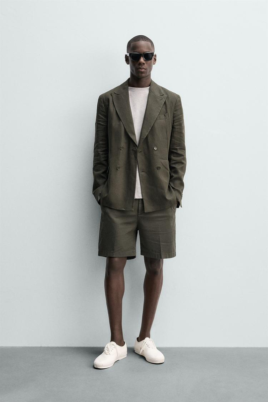 ZARA ШОРТЫ ЧИНОС REGULAR FIT, ХАКИ