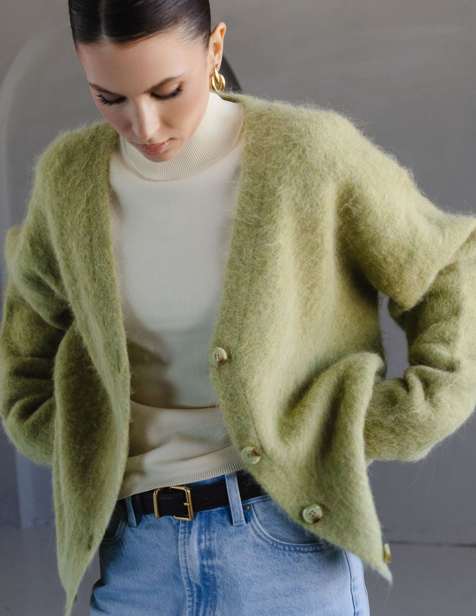 Кардиган альпака фисташковый