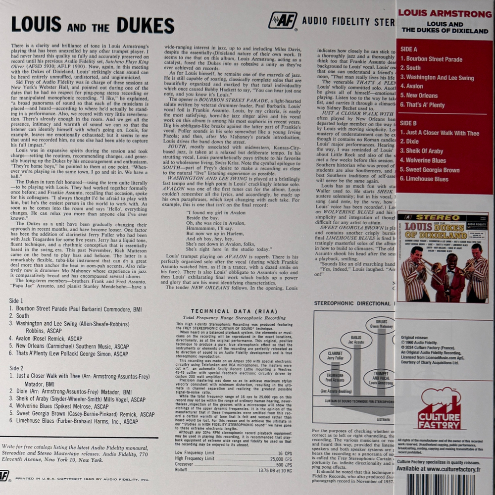 Виниловая пластинка Louis Armstrong and the Dukes of Dixieland LP Red