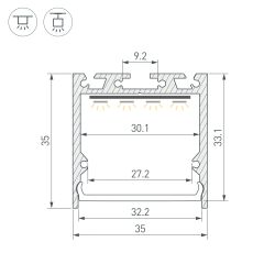 Профиль SL-LINE-3535-2000 BLACK (BY) (Arlight, Алюминий) 062591