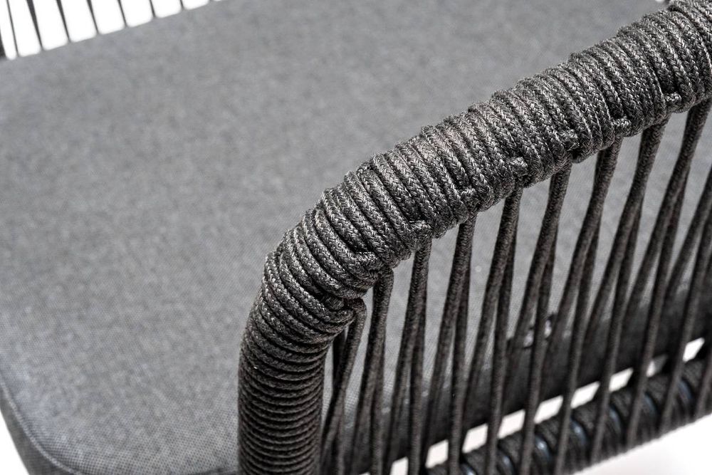 "Венето" обеденная группа на 6 персон со стульями "Марсель", каркас темно-серый, роуп темно-серый