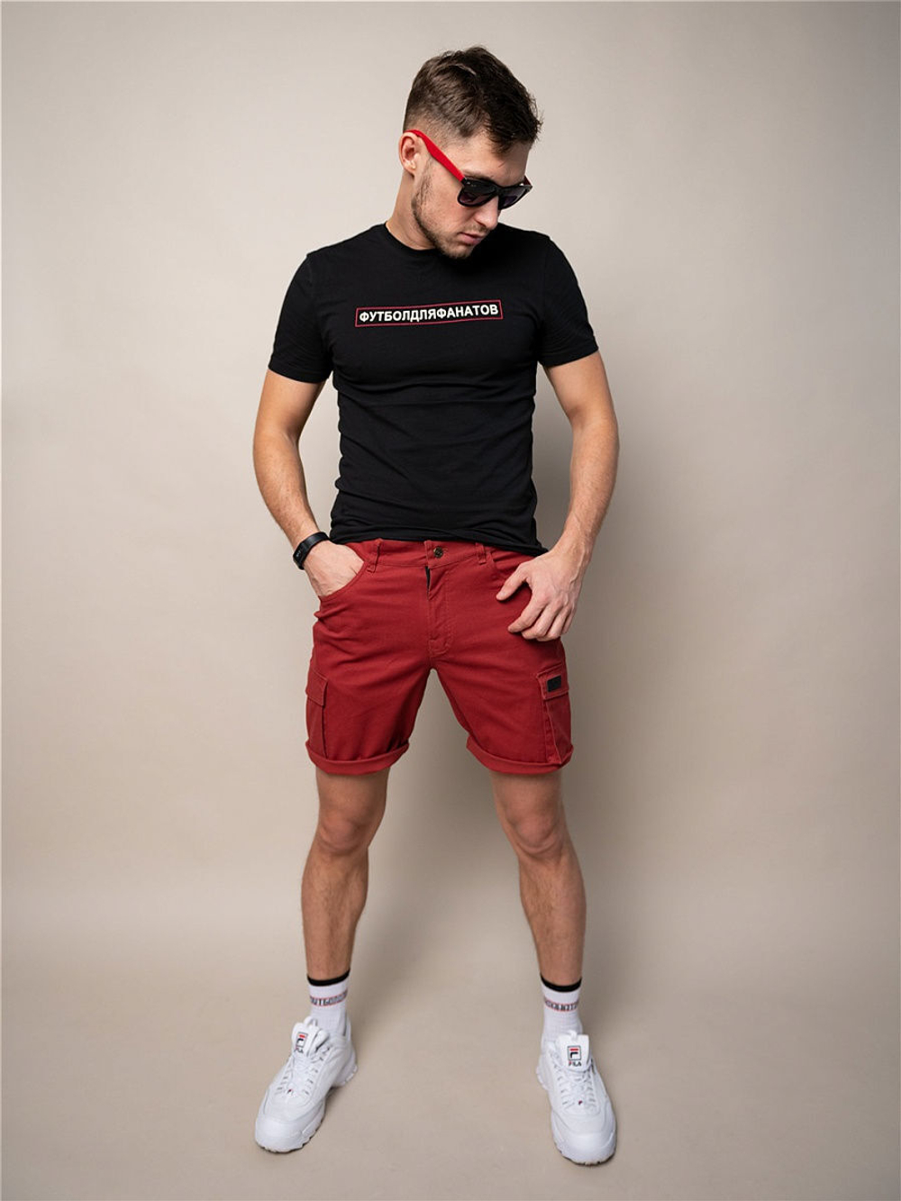 Шорты карго мужские красные Город Горький