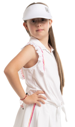 Футболка для девочки теннисная Lucky in Love Girls Shockin' Classic Stripes Tie Polo - белый