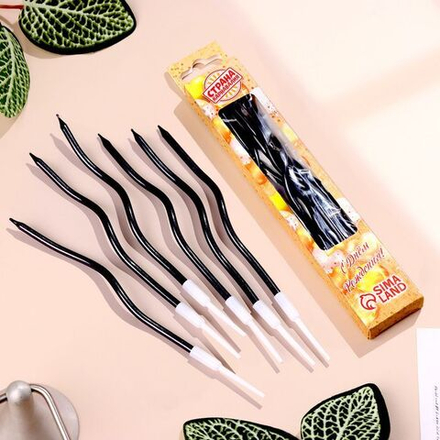 Свечи для торта с держателями Волна Мокрый асфальт 15 см (6 шт/уп.)