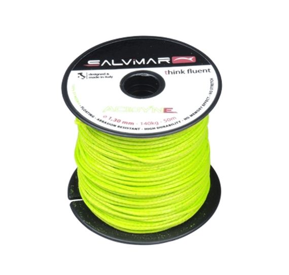 Линь Salvimar ACTIVE DYNEEMA желтый  ø 1,3 мм 140 кг 1 метр (в катушке 50 м)