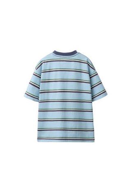 ZARA ФУТБОЛКА С ПРИНТОМ В ПОЛОСКУ, СИНИЙ