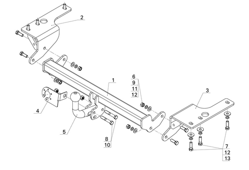 Фаркоп для Toyota Corolla седан 2013-2019 условно-съемное крепление шара, TY 37